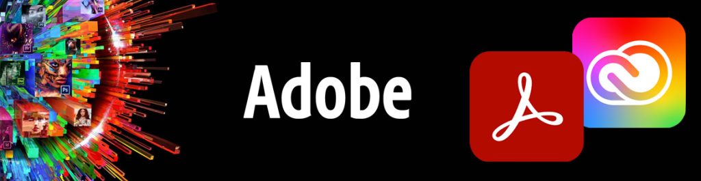 banner de adobe con logos de acrobat y creative cloud